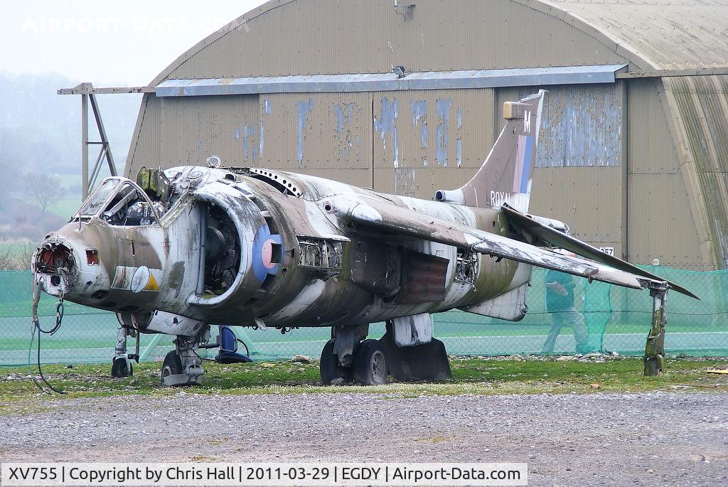 XV755, 1969 Hawker Siddeley Harrier GR.3 C/N 712018, Harrier GR.3 on the fire dump at Yeovilton