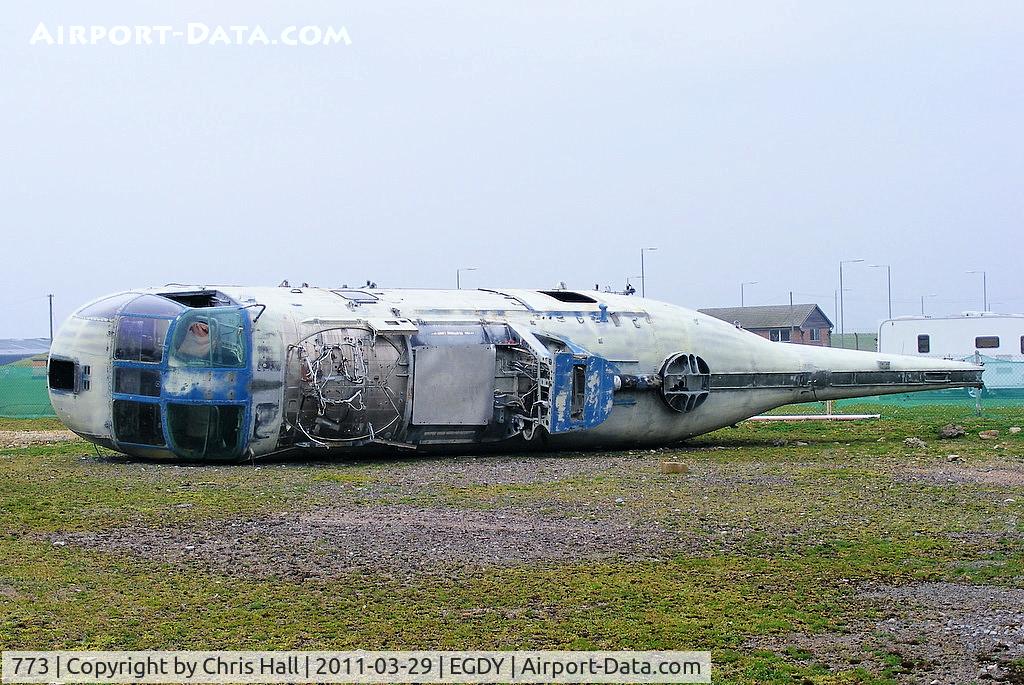 773, Westland Sea King Mk47 C/N WA823, ex Egyptian Navy Sea King Mk.47 on the fire dump at Yeovilton