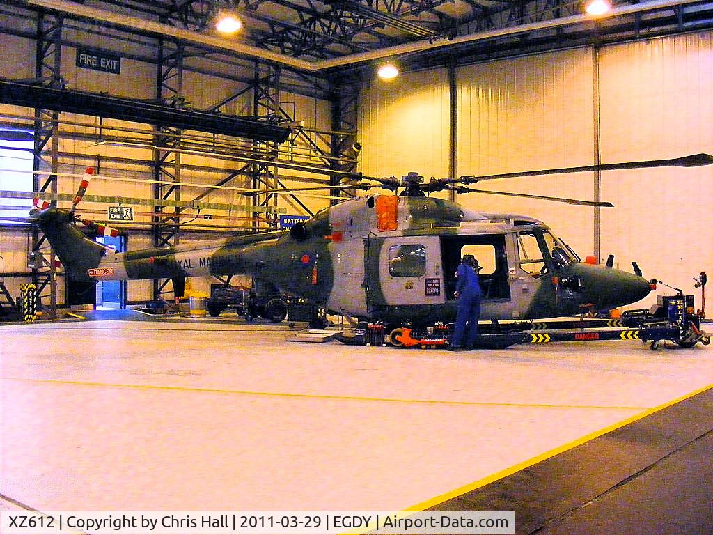 XZ612, 1980 Westland Lynx AH.7 C/N 159, inside Hangar 9, 847 Sqdn, Commando Lynx unit