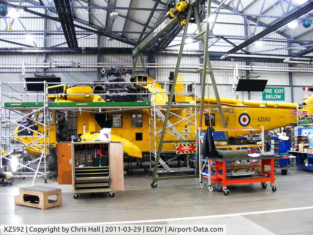 XZ592, 1978 Westland Sea King HAR.3 C/N WA858, inside Hangar 5, SERCO heavy maintenance