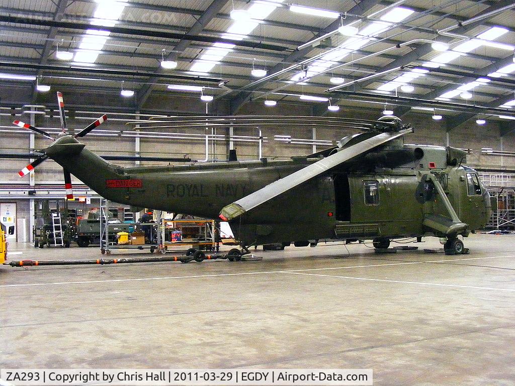 ZA293, 1980 Westland Sea King HC.4 C/N WA907, inside Hangar 4, 845 NAS line maintenance