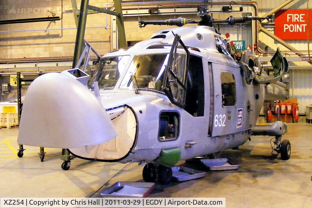 XZ254, 1978 Westland Lynx HAS.3S C/N 094, inside Hangar 6 - Lynx heavy maintenance unit