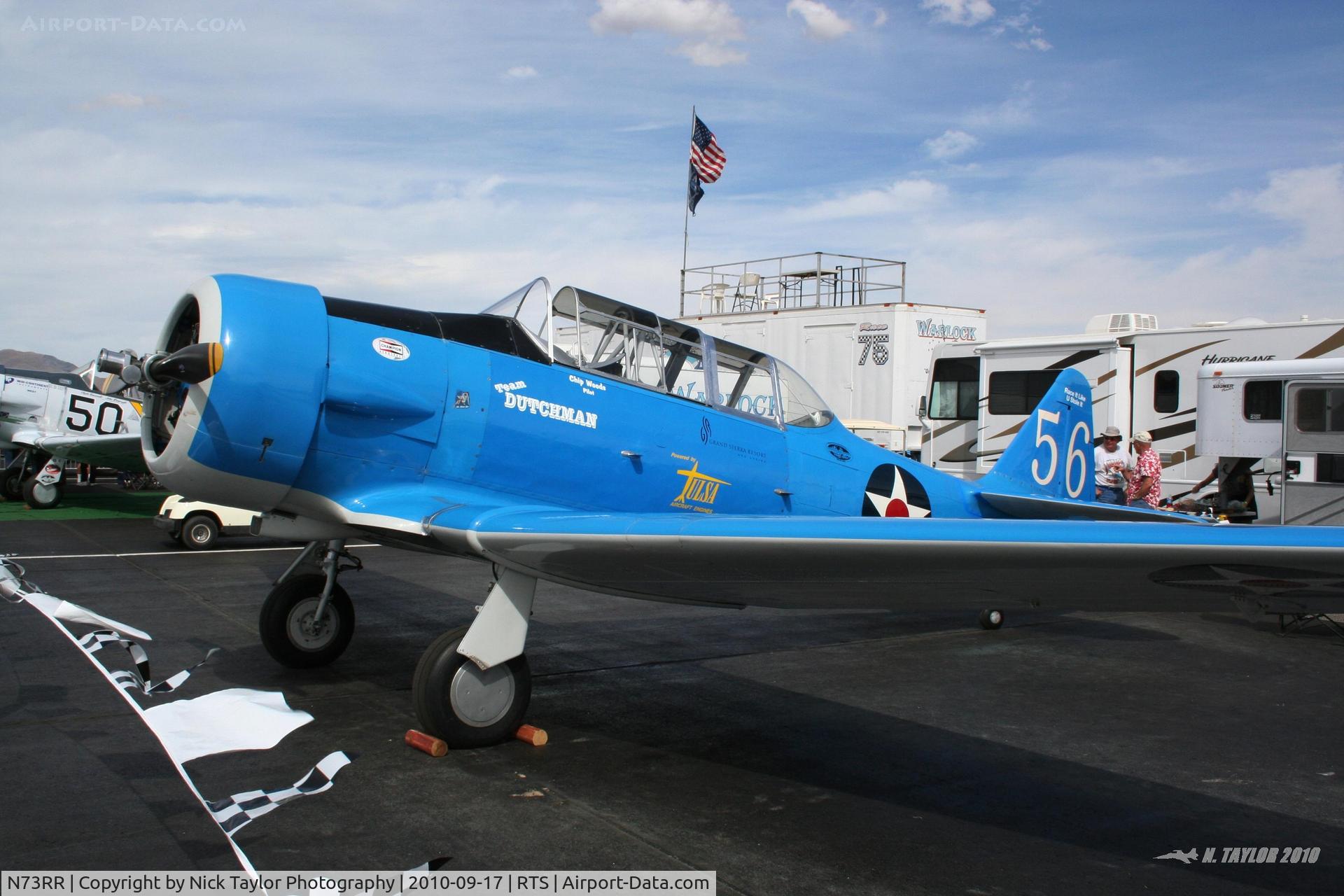 N73RR, 1959 North American SNJ-6 Texan C/N 121-43086, Sitting in the pits at the 2010 Reno Air Races. Formerly Miss Everything as well as Two of Hearts