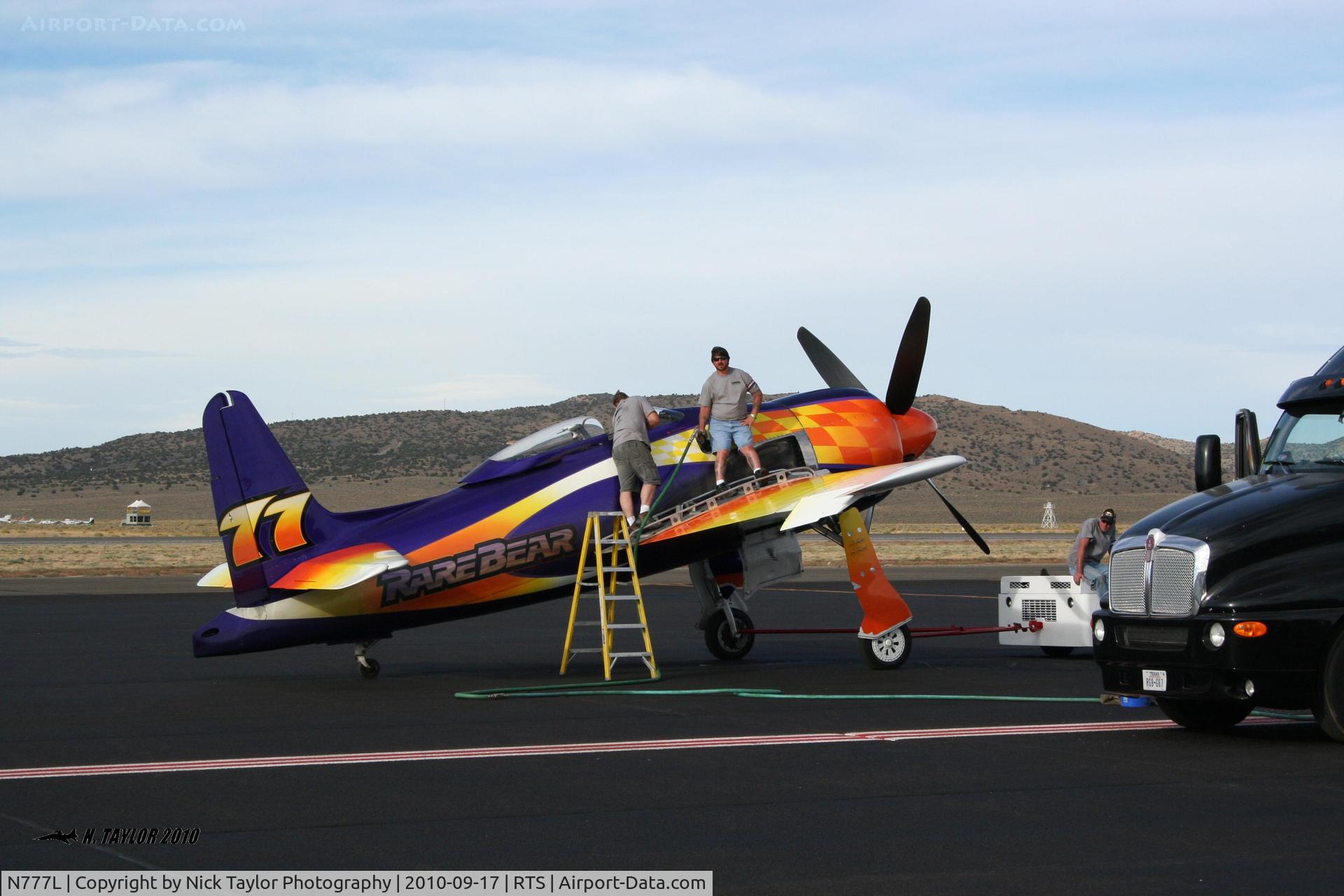 N777L, 1946 Grumman F8F-2 (G58) Bearcat C/N D.1170, Getting a funny look from the fueler