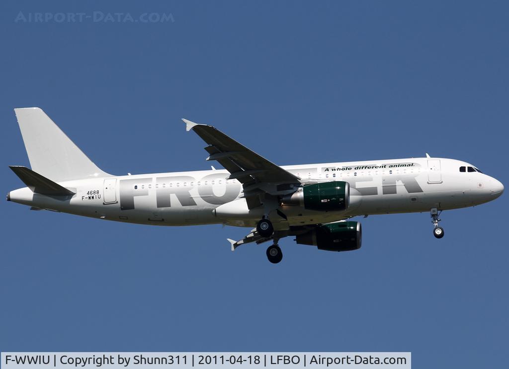 F-WWIU, 2011 Airbus A320-214 C/N 4688, C/n 4688 - To be N211FR... Tail c/s not complete...