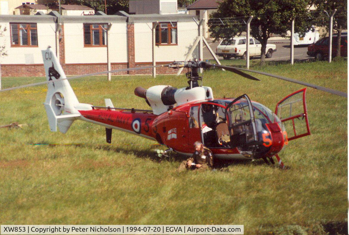 XW853, 1973 Westland SA-341C Gazelle HT2 C/N WA1033, Gazelle HT.2 of 705 Squadron at RNAS Culdrose on display at the 1994 Intnl Air Tattoo at RAF Fairford.