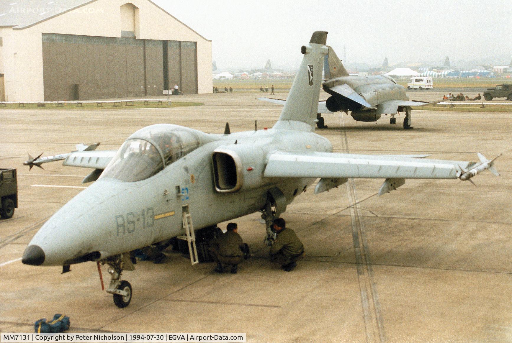 MM7131, 1991 AMX International AMX C/N IX043, AMX of the Italian Air Force's Flight Test Centre RSV on the flight-line at the 1994 Intnl Air Tattoo at RAF Fairford.