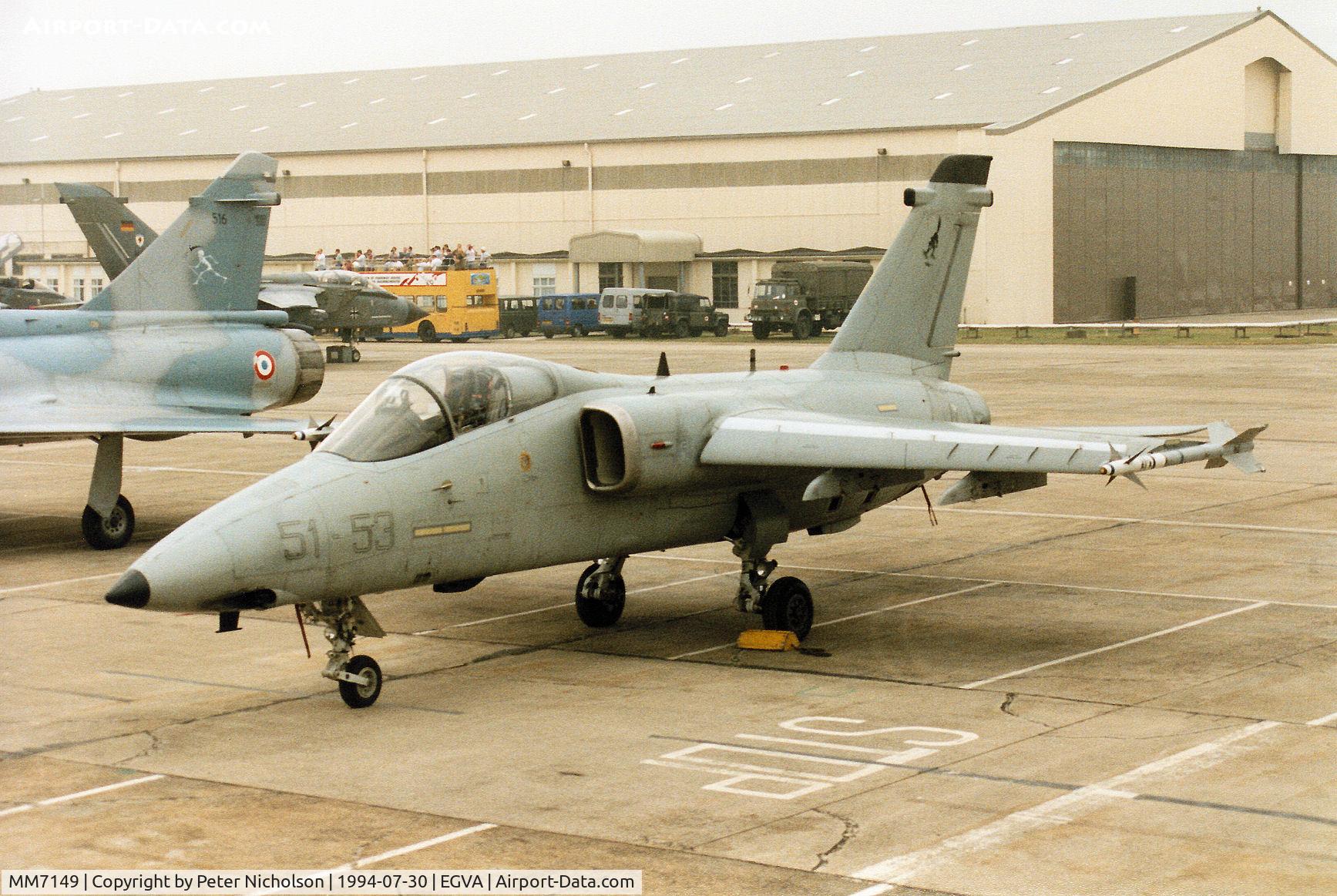 MM7149, 1991 AMX International AMX C/N IX061, AMX of 51 Stormo Italian Air Force on the flight-line at the 1994 Intnl Air Tattoo at RAF Fairford.