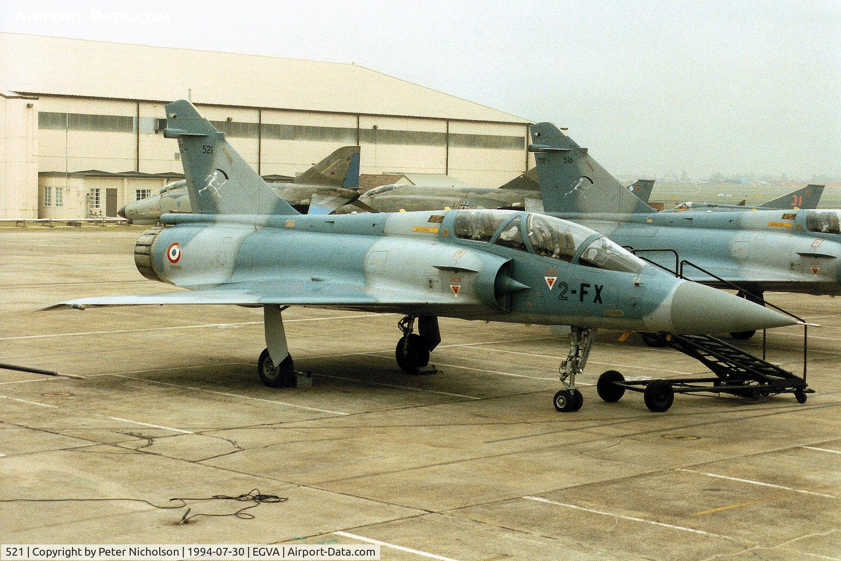 521, Dassault Mirage 2000B C/N 267, Mirage 2000B, callsign French Air Force 2000, of EC 2/2 on the flight-line at the 1994 Intnl Air Tattoo at RAF Fairford.
