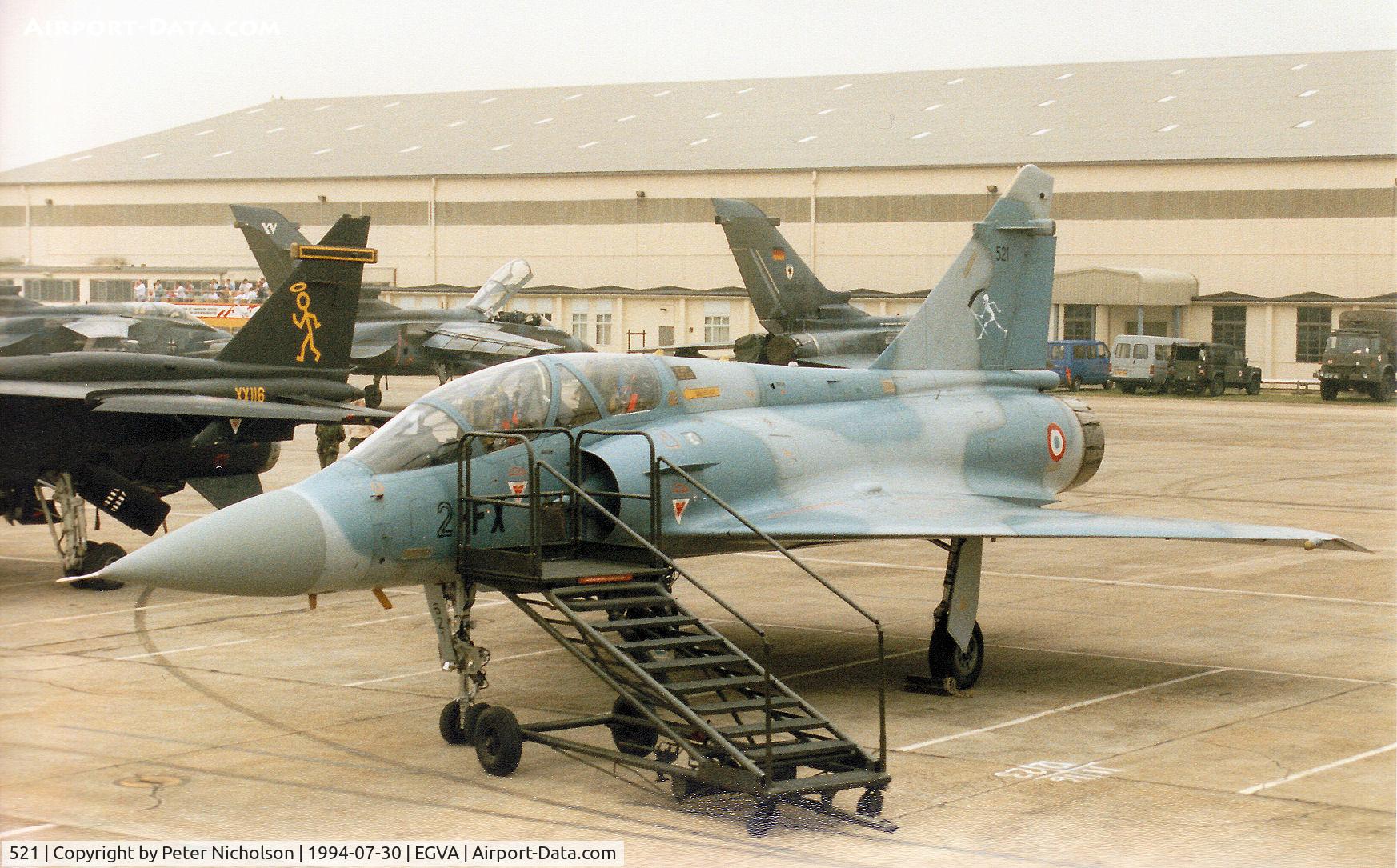 521, Dassault Mirage 2000B C/N 267, Another view of the EC 2/2 Mirage 2000B of the French Air Force on the flight-line at the 1994 Intnl Air Tattoo at RAF Fairford.