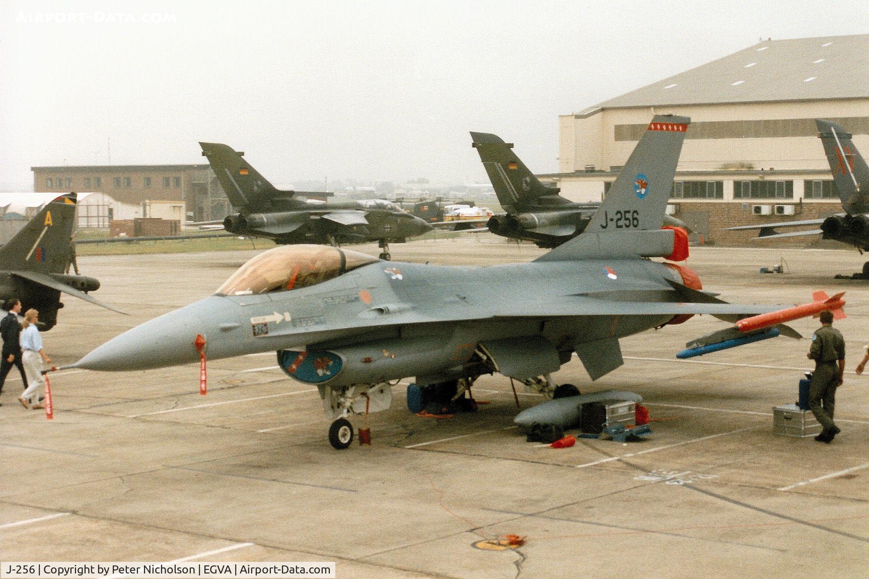 J-256, Fokker F-16A Fighting Falcon C/N 6D-45, F-16A Falcon, callsign Mission 1801, of 313 Squadron Royal Netherlands Air Force on the flight-line at the 1994 Intnl Air Tattoo at RAF Fairford.