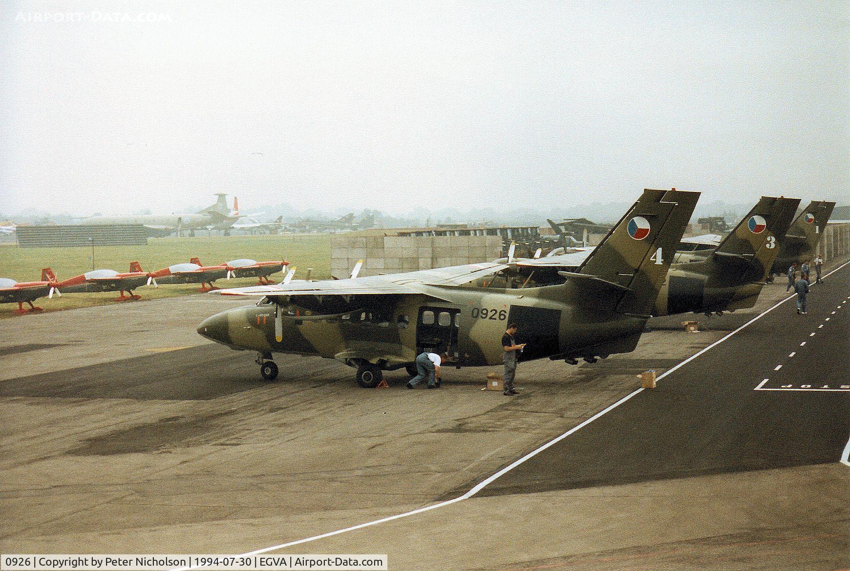 0926, 1982 Let L-410UVP Turbolet C/N 820926, L-410T Turbolet of the Czech Air Force's Szobi Kvartet on the flight-line at the 1994 Intnl Air Tattoo at RAF Fairford.