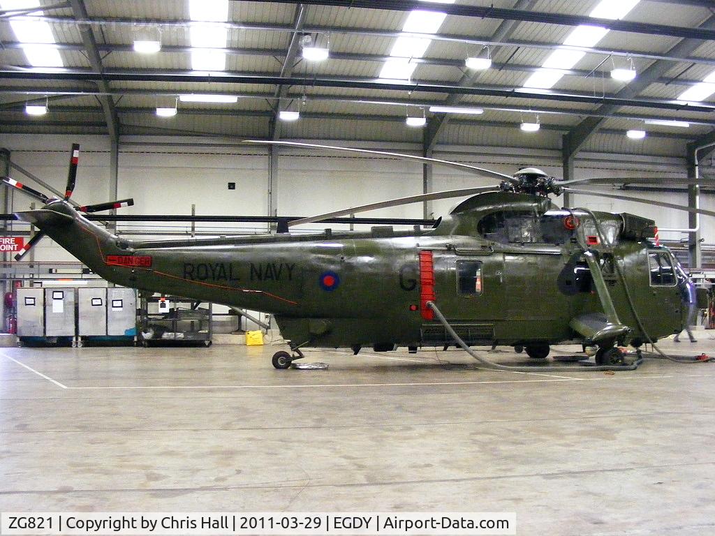 ZG821, 1990 Westland Sea King HC.4 C/N WA1002, inside Hangar 4, 845 NAS line maintenance