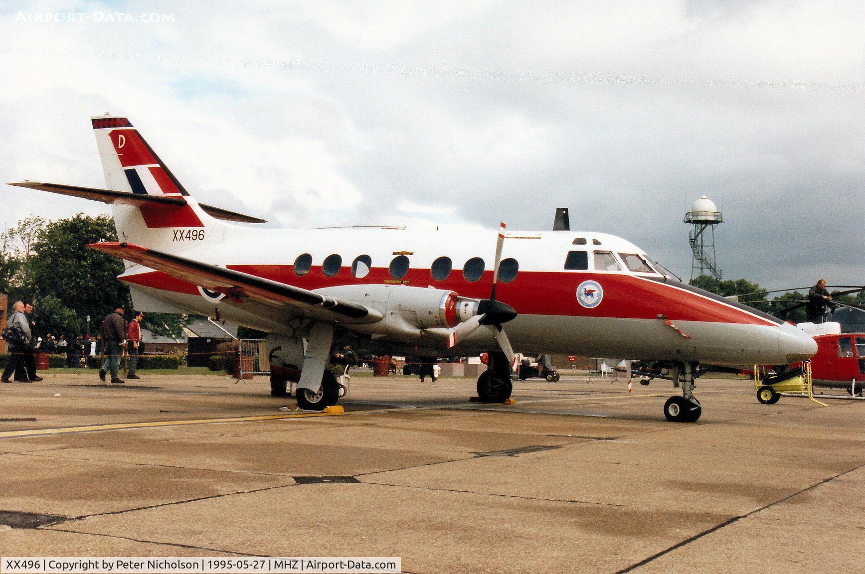 XX496, 1975 Scottish Aviation HP-137 Jetstream T.1 C/N 276, Jetstream T.1 of 45[Reserve] Squadron on display at the 1995 RAF Mildenhall Air Fete.