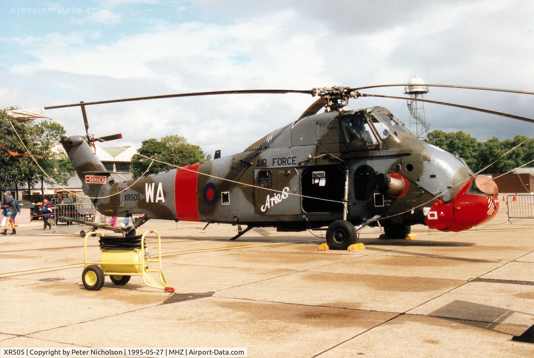 XR505, 1963 Westland Wessex HC.2 C/N WA130, Wessex HC.2 named Aries of 2 Flying Training School on display at the 1995 RAF Mildenhall Air Fete.