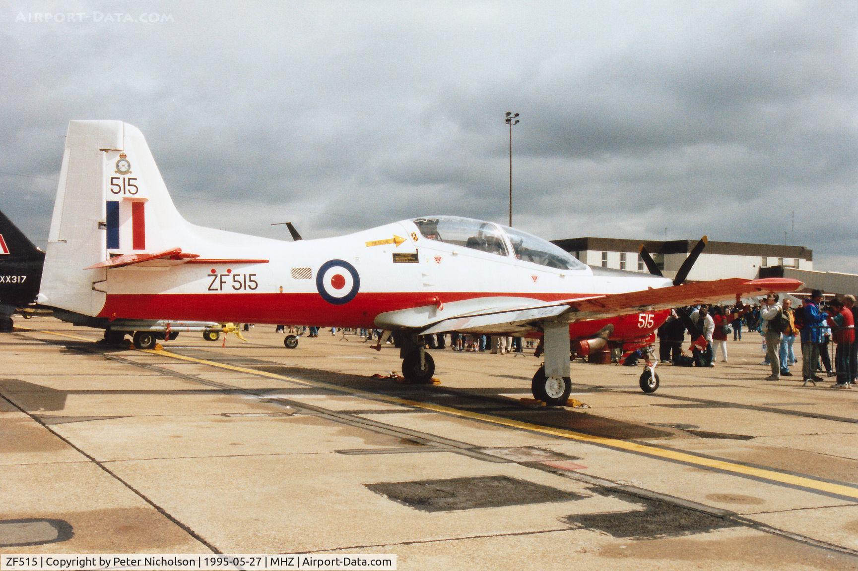 ZF515, 1992 Short S-312 Tucano T1 C/N S159/T130, Tucano T.1 of 1 Flying Training School at RAF Linton-on-Ouse on display at the 1995 RAF Mildenhall Air Fete.