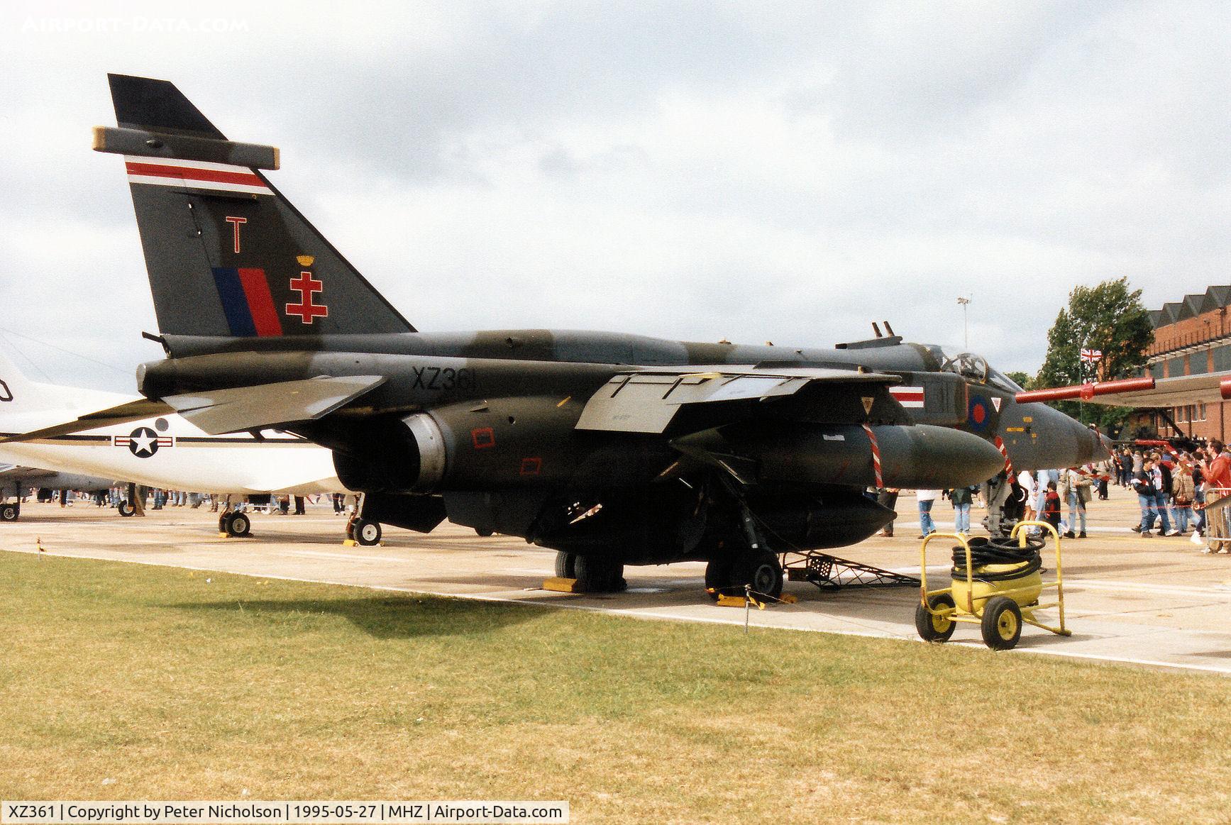 XZ361, 1976 Sepecat Jaguar GR.1A C/N S.128, Jaguar GR.1A of RAF Coltishall's 41 Squadron on display at the 1995 RAF Mildenhall Air Fete.