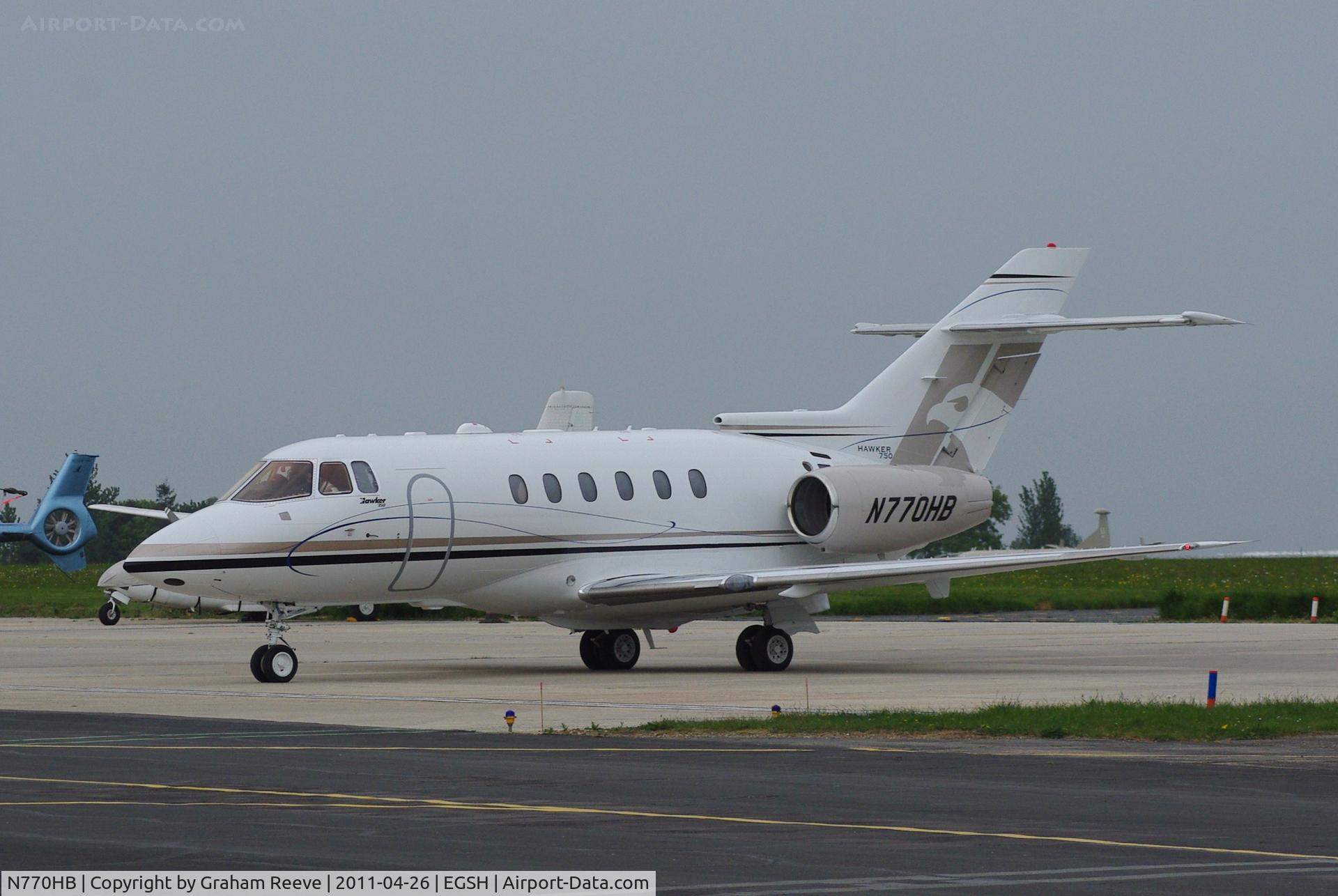 N770HB, 2011 Hawker Beechcraft 750 C/N HB-70, Parked at Norwich.