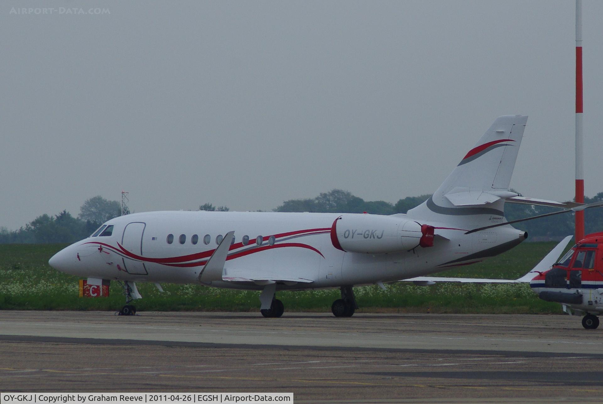 OY-GKJ, 2009 Dassault Falcon 2000LX C/N 195, Parked at Norwich.