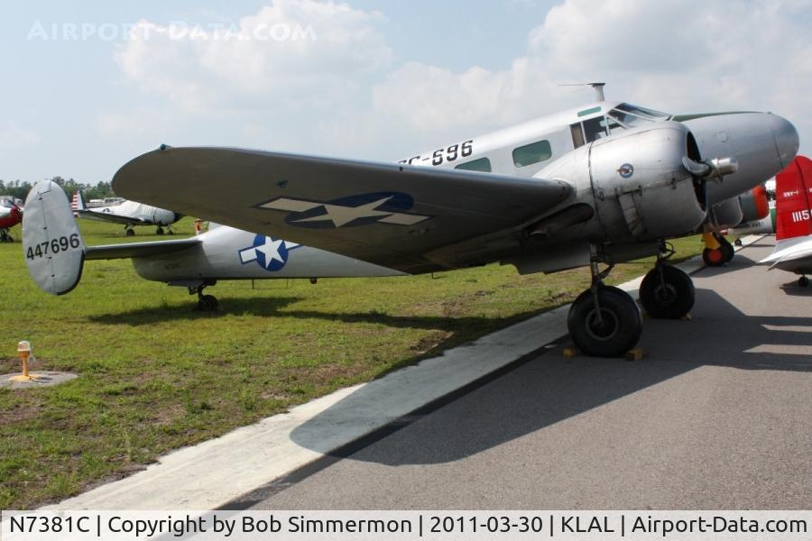 N7381C, 1944 Beech C18S C/N 8104, On display at Sun N Fun 2011 - Lakeland, FL