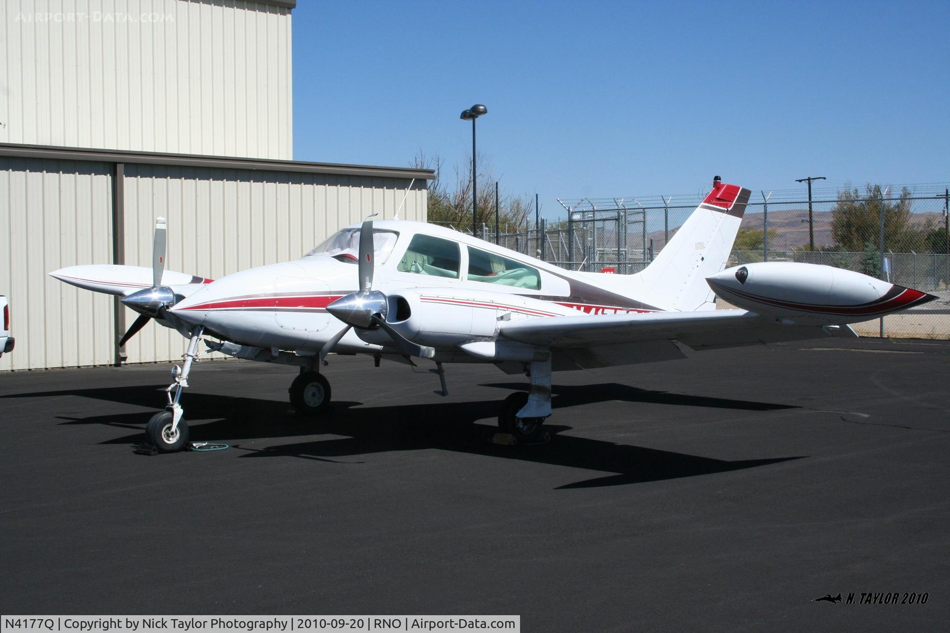 N4177Q, 1968 Cessna 310N C/N 310N-0077, Made an emergency landing with the nose wheel only partially extended on 8-13-10. Seen here parked at the FBO. For more photos see link below.