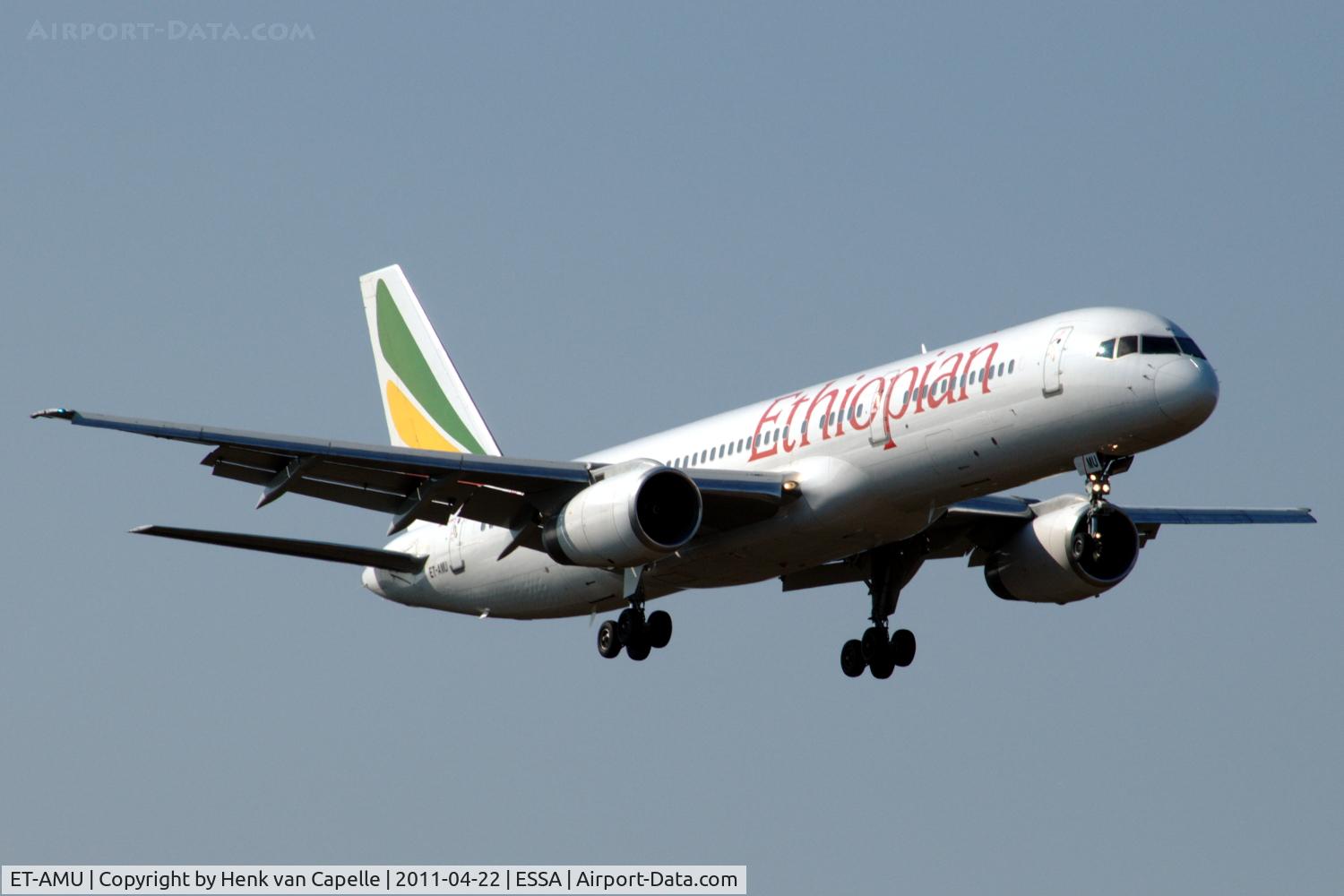 ET-AMU, 1997 Boeing 757-23N C/N 27975, Boeing 757-200 of Ethiopian Airlines about to land at Stockholm Arlanda airport.