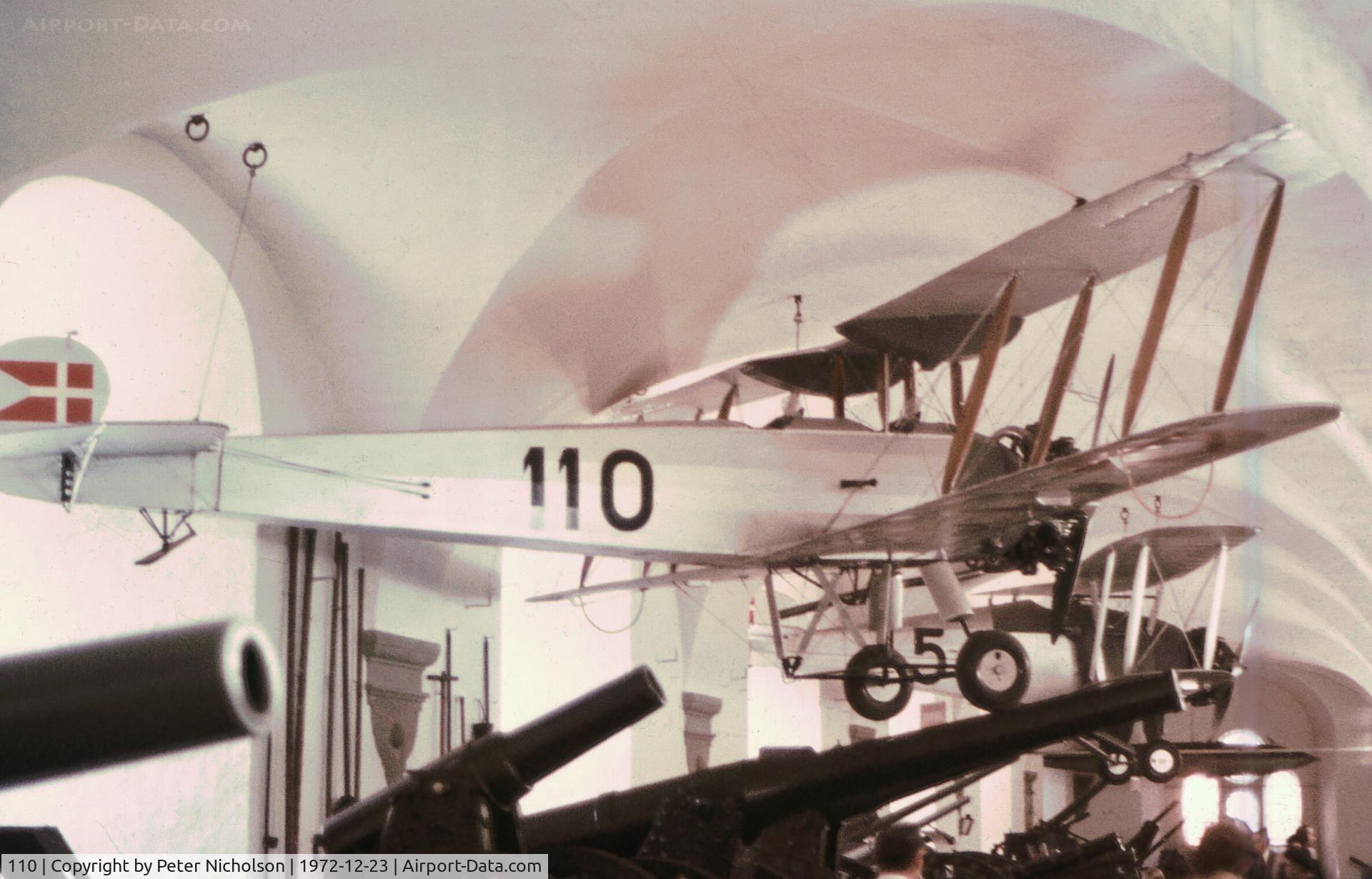 110, 1927 Avro 504N C/N 49, Avro 504N of the Royal Danish Air Force on display in the Royal Danish Arsenal Museum in Copenhagen in December 1972.