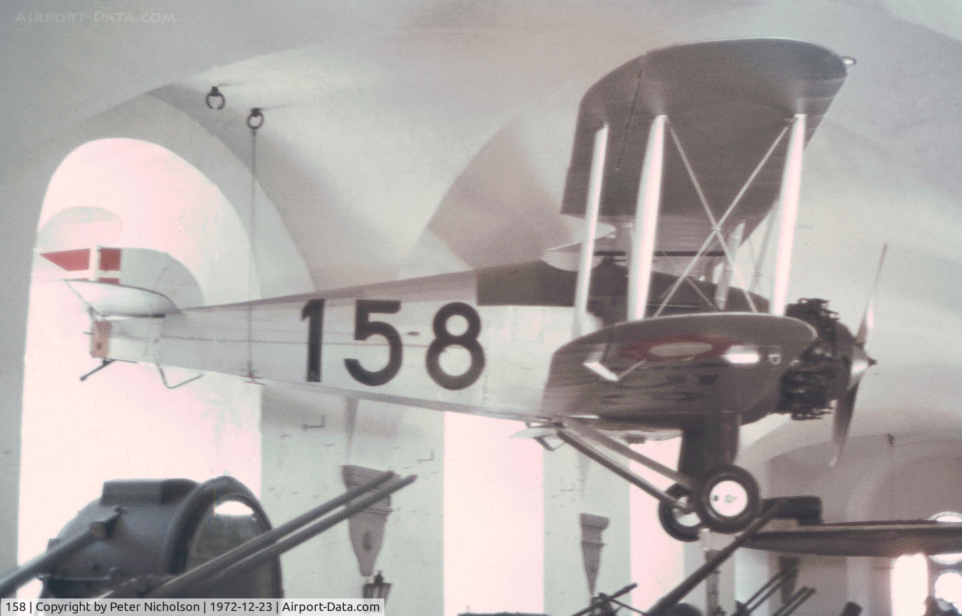 158, 1927 Hawker Dancock C/N OV.54, Royal Danish Air Force Dancock on display in the Royal Danish Arsenal Museum in Copenhagen in December 1972.