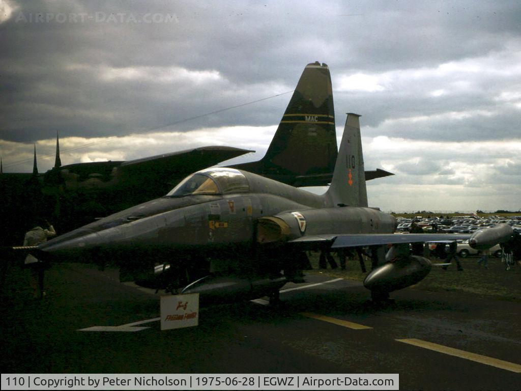 110, 1968 Northrop RF-5A Freedom Fighter C/N RFG.1011, RF-5A Freedom Fighter of 717 Skv Royal Norwegian Air Force on display at the 1975 RAF Alconbury Airshow.