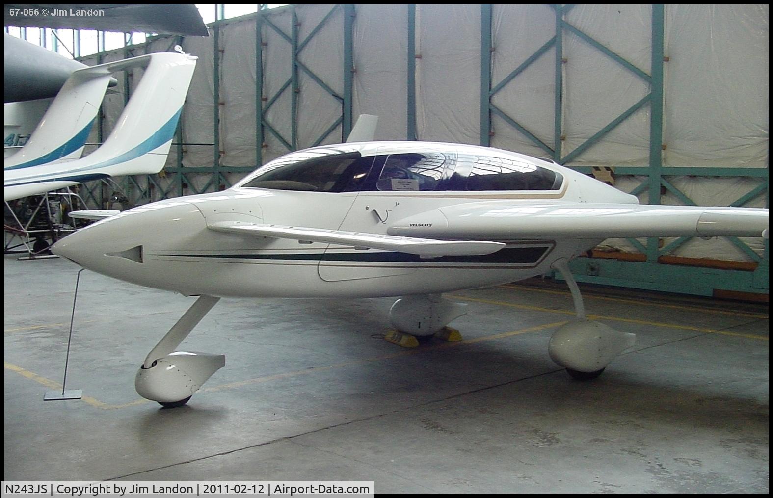 N243JS, 2001 Velocity Velocity XL FG C/N 3FX012, Experimental home-built. Pusher prop in rear. On static display in Wings Over the Rockies Air & Space Museum, Denver, Colorado, USA.