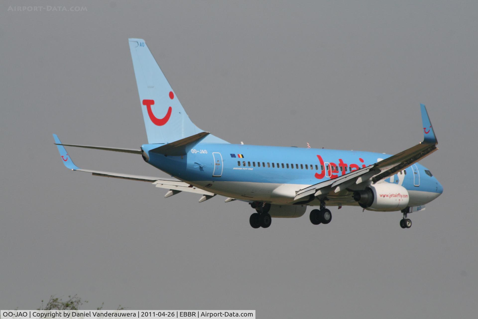 OO-JAO, 2008 Boeing 737-7K5 C/N 35141, Flight JAF2712 is descending to RWY 02