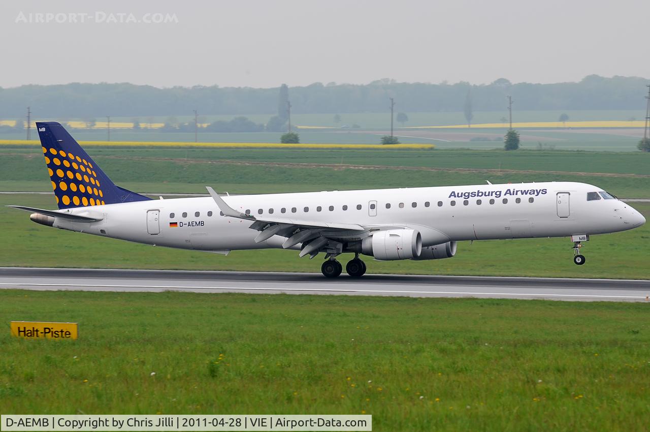D-AEMB, 2009 Embraer 195LR (ERJ-190-200LR) C/N 19000297, Augsburg Airways
