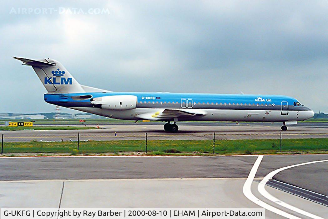 G-UKFG, 1989 Fokker 100 (F-28-0100) C/N 11275, Fokker F-100 [11275] (KLM) UK Amsterdam -Schiphol~PH 10/08/2000