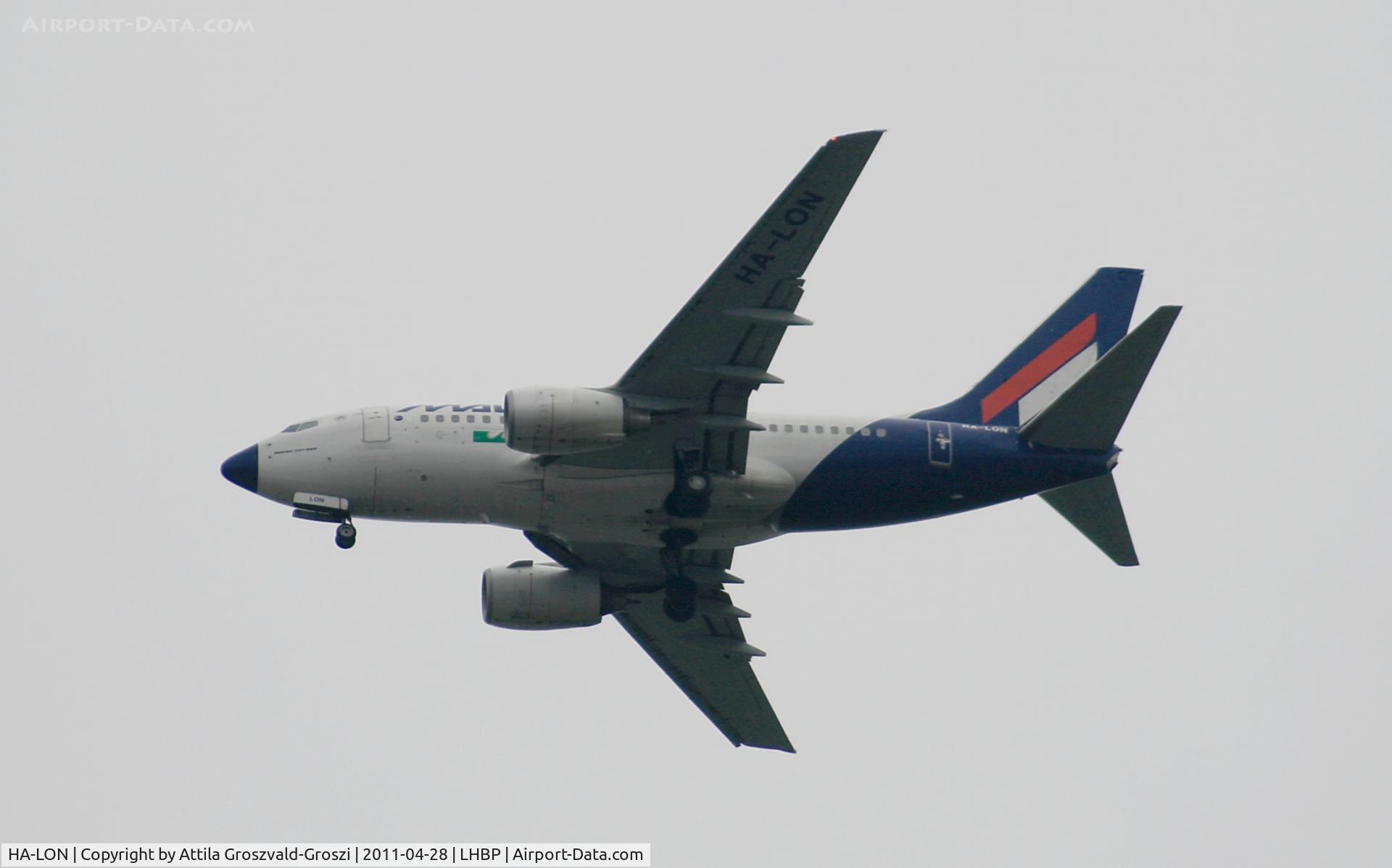 HA-LON, 2004 Boeing 737-6Q8 C/N 29353, Getting off direction Budapest Ferihegy onto an International Airport, in Üllö city airspace.