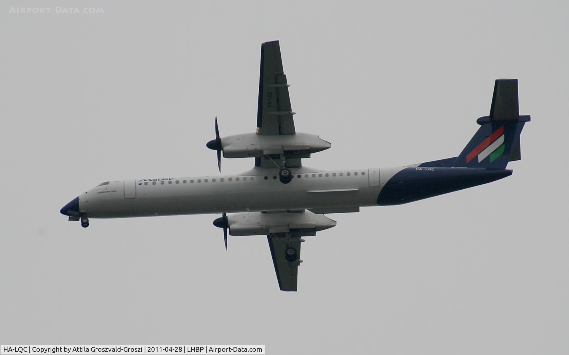 HA-LQC, 2002 De Havilland Canada DHC-8-402Q Dash 8 C/N 4062, Getting off direction Budapest Ferihegy onto an International Airport, in Üllö city airspace.