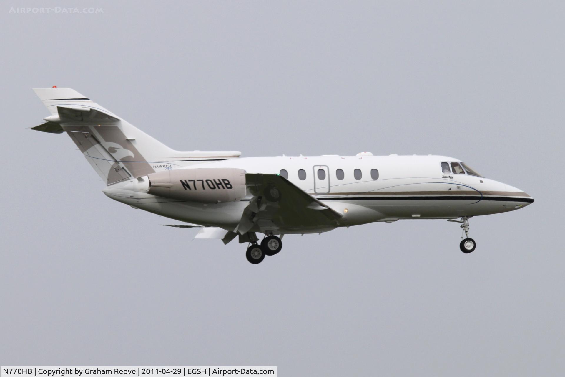 N770HB, 2011 Hawker Beechcraft 750 C/N HB-70, Landing at Norwich.