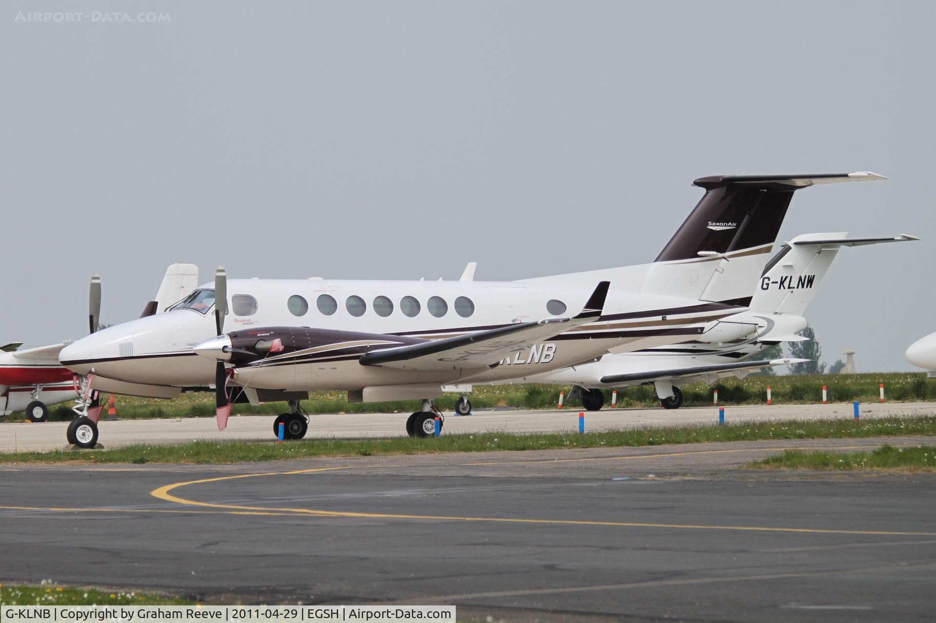 G-KLNB, 2009 Beech Super King Air 350 C/N FL-631, Parked at Norwich.