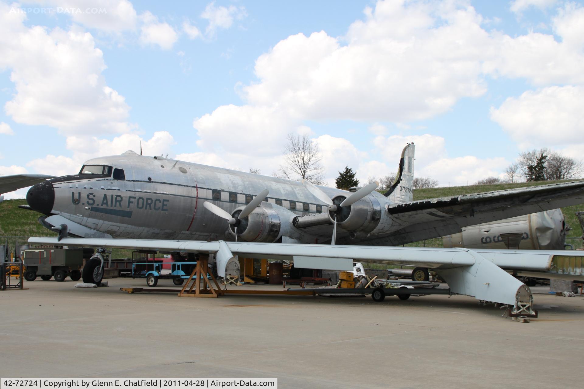 42-72724, 1942 Douglas C-54D-10-DC Skymaster C/N 10829, At the Strategic Air & Space Museum, Ashland, NE.  In the storage yard behind the museum