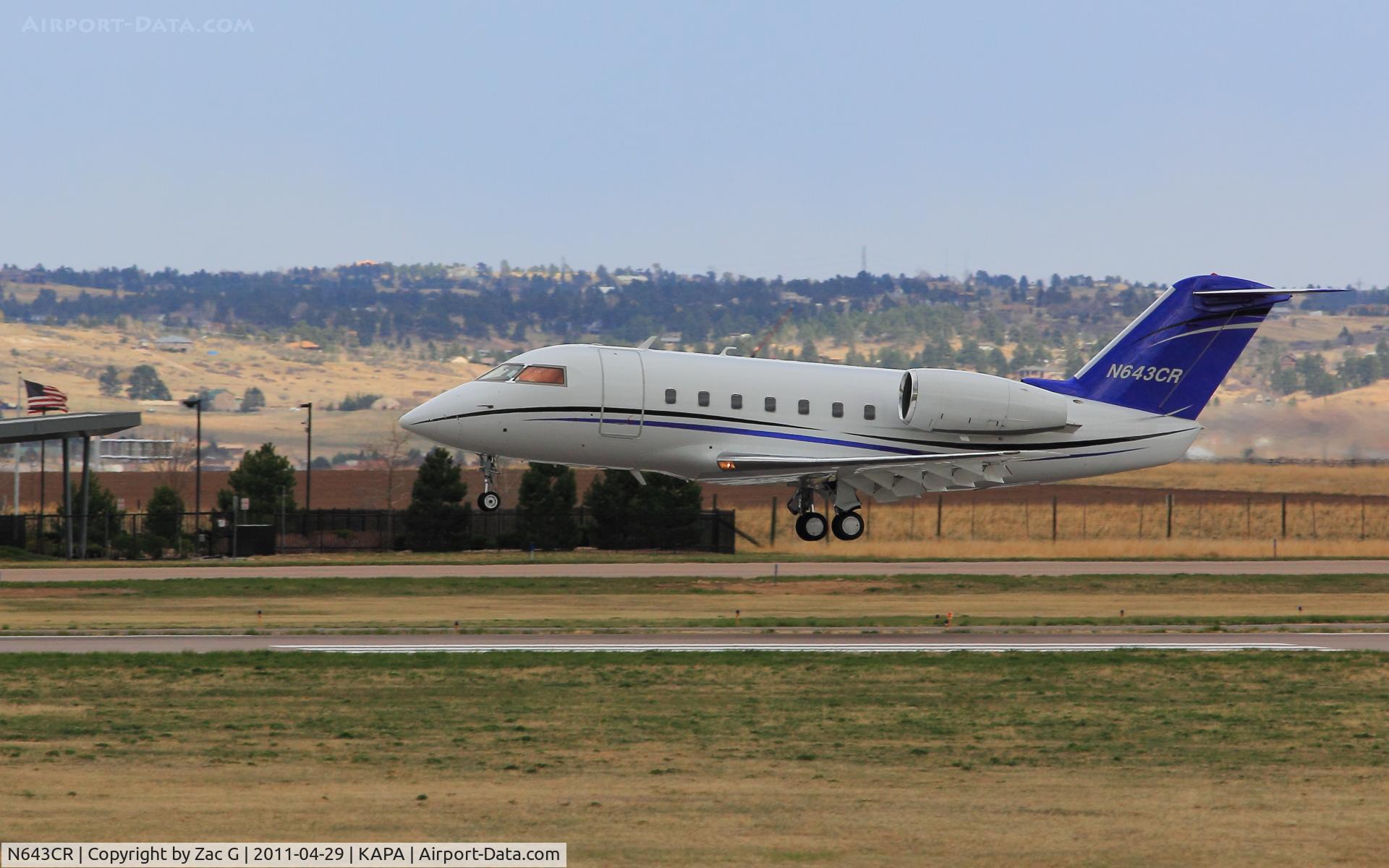 N643CR, 1982 Canadair Challenger 600S (CL-600-1A11) C/N 1055, Landing 35R.