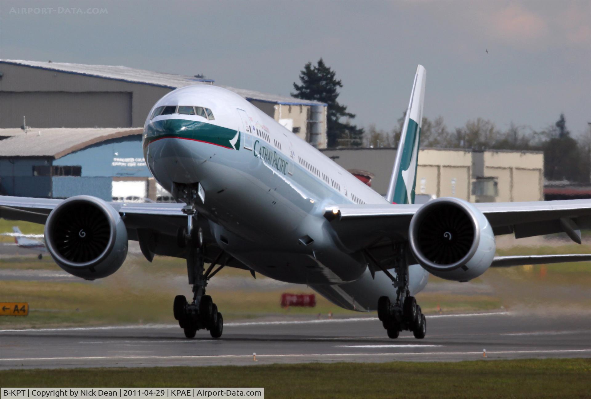 B-KPT, 2011 Boeing 777-367/ER C/N 37896, KPAE Cathay 3337 departs KPAE for VHHH on delivery, my first attempt at artsy with my new 600mm f4L IS USM mainly for Birds (Flickr Nick Dean1) but one has to switch it up once in awhile!!