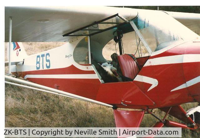 ZK-BTS, Piper PA-18-150 Super Cub Super Cub C/N 18-6201, Early 1989 ZK BTS was then owned by Taupo Air Services Ltd. Photo of ZK BTS on bushstrip lower Te Hoe river. Hut and airstrip built by Neville and Kathy Smith in 1984 and was used mainly for Venison Recovery