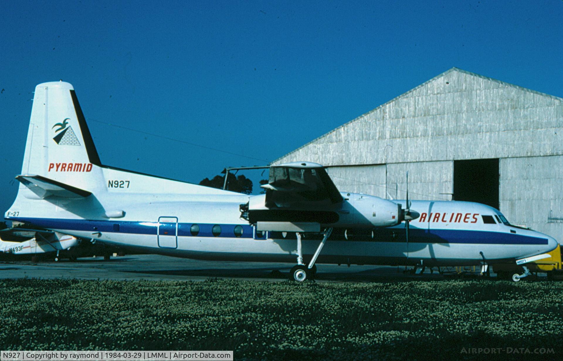 N927, 1959 Fokker F27 C/N 41, F27 N927 Pyramid Airlines