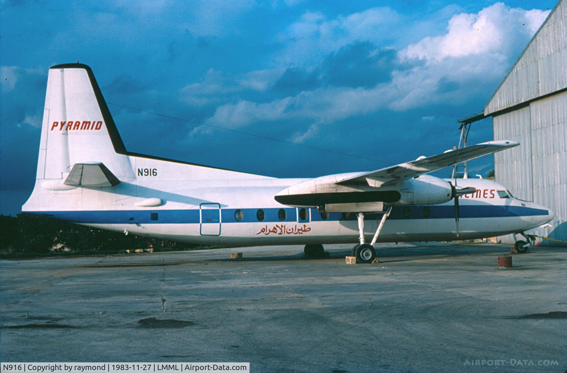 N916, Fokker F27 C/N 22, F27 N916 Pyramid Airlines
