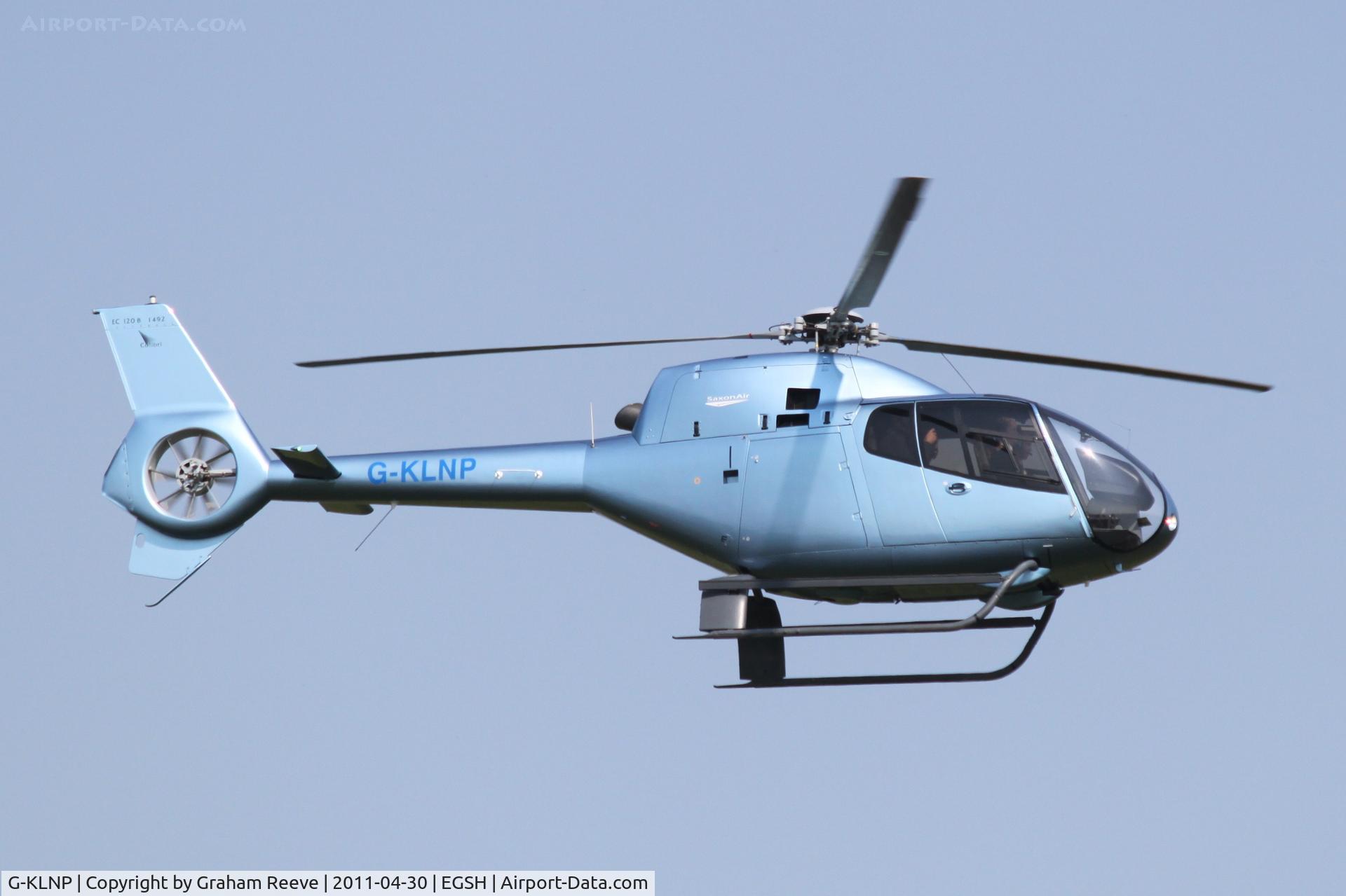 G-KLNP, 2007 Eurocopter EC-120B Colibri C/N 1492, Inbound to Norwich.
