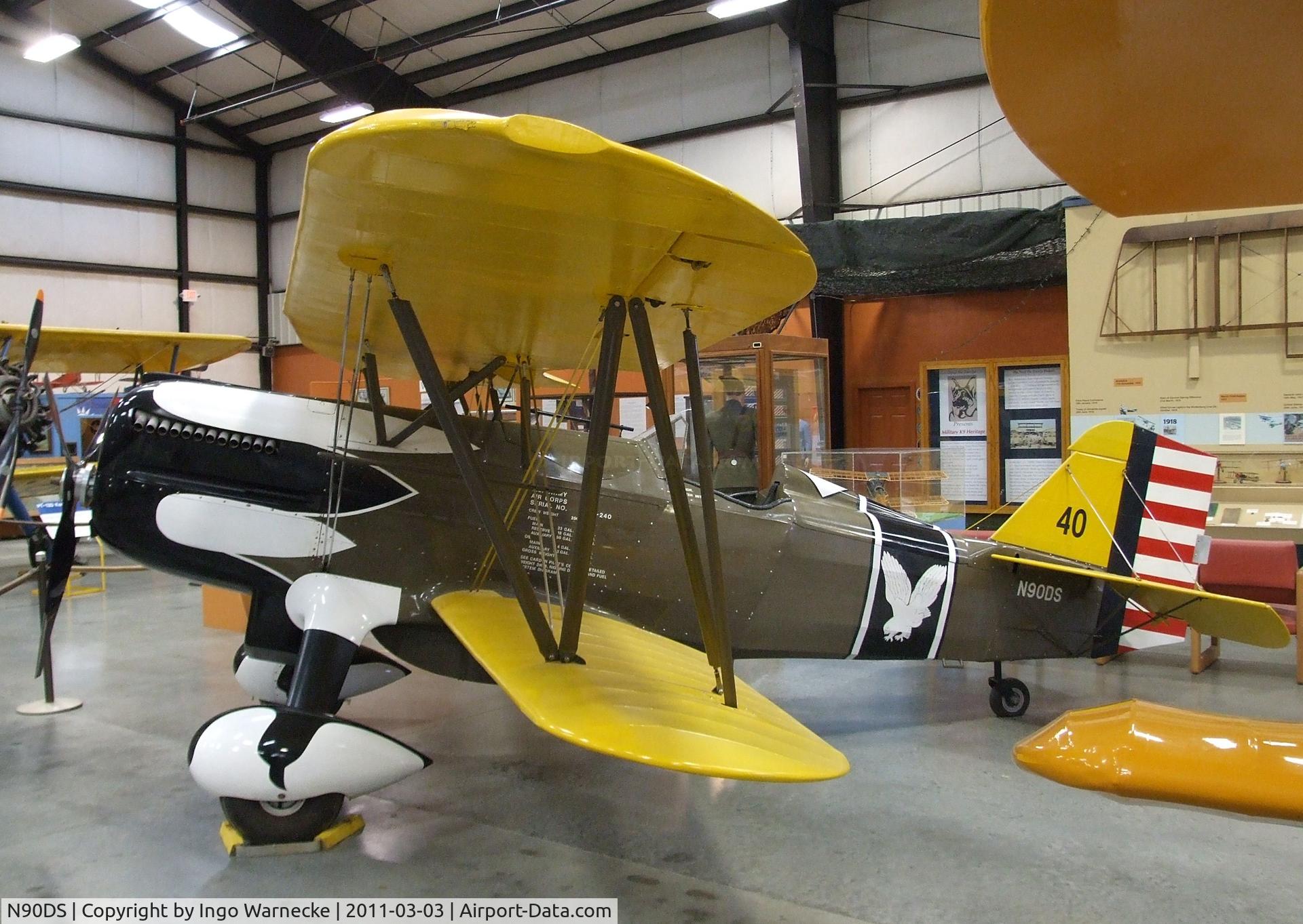 N90DS, 1997 Curtiss P-6E Hawk C/N 1, Curtiss (Sauser, D J) P-6A 82% Scale Replica at the March Field Air Museum, Riverside CA