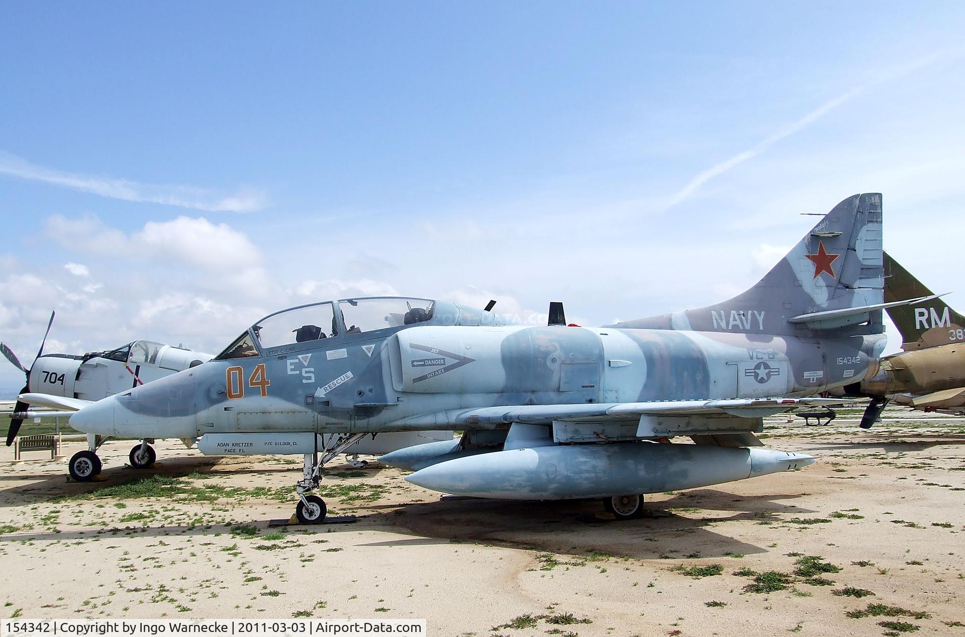 154342, Douglas TA-4F Skyhawk C/N 13730, Douglas TA-4F Skyhawk at the March Field Air Museum, Riverside CA