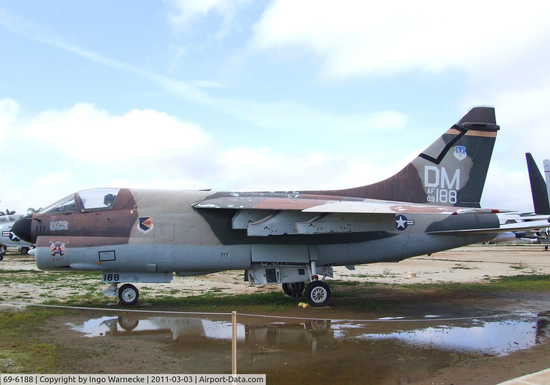 69-6188, 1969 LTV A-7D Corsair II C/N D-018, LTV A-7D Corsair II at the March Field Air Museum, Riverside CA