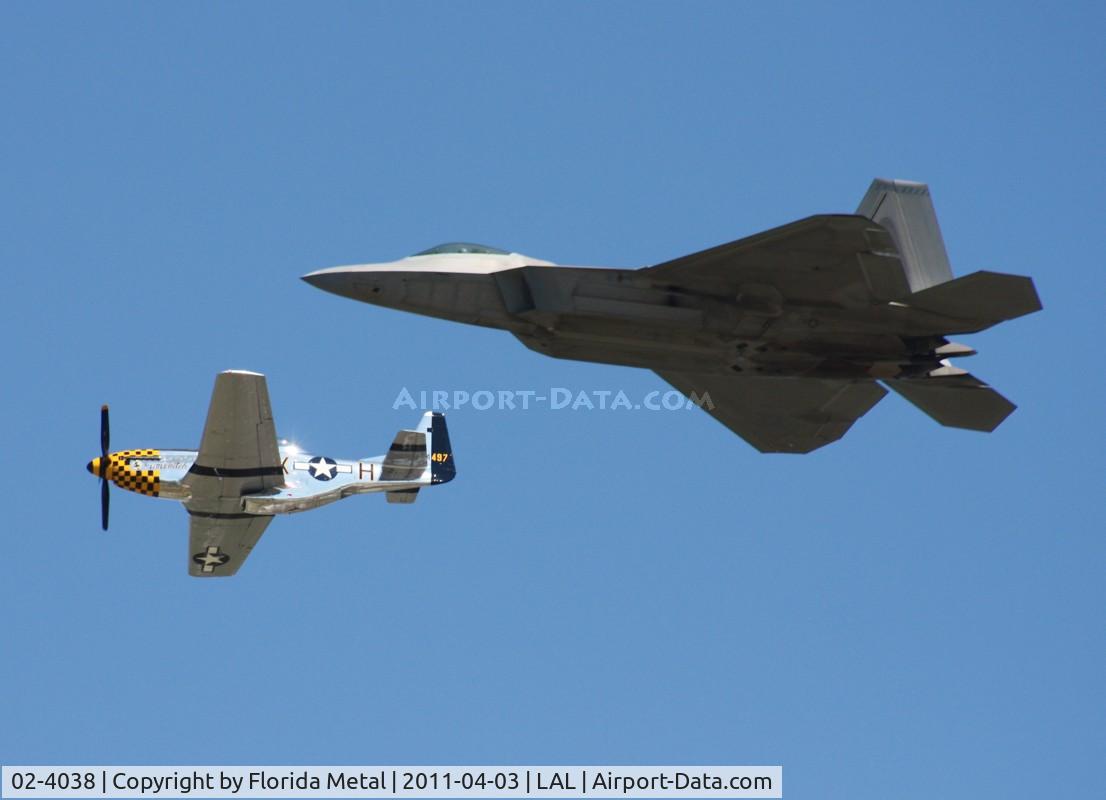 02-4038, Lockheed Martin F/A-22A Raptor C/N 4038, Heritage Flight with Little Witch P-51D