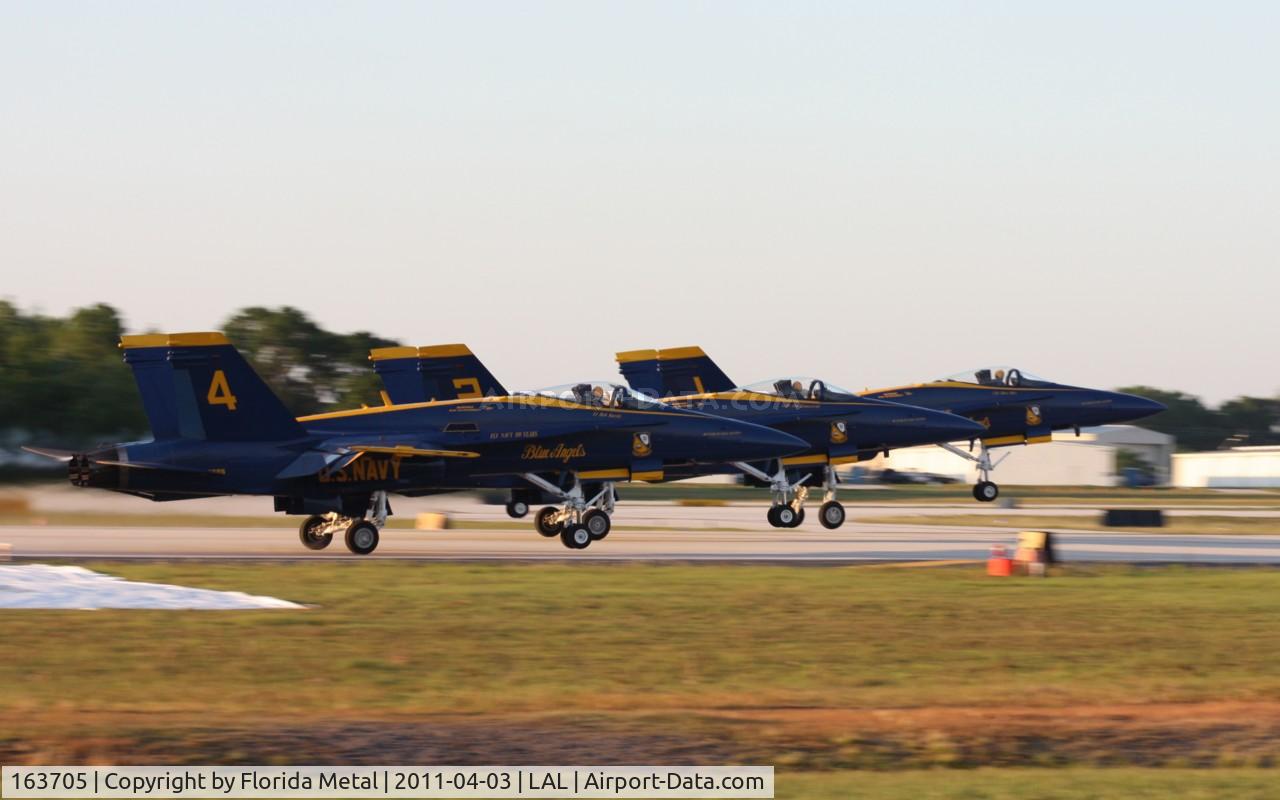 163705, 1988 McDonnell Douglas F/A-18C Hornet C/N 0767/C067, Blue Angels departing Lakeland