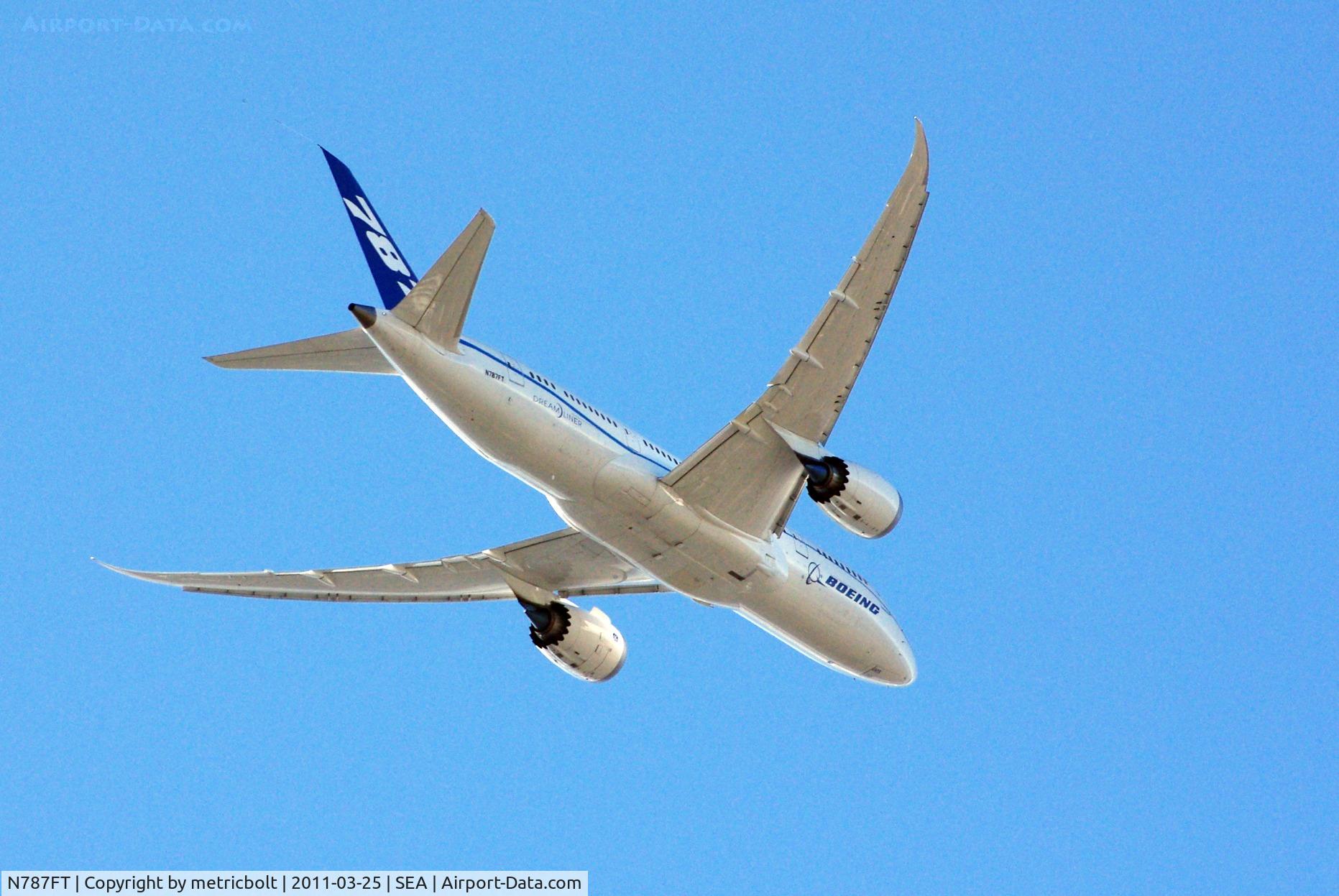 N787FT, 2010 Boeing 787-8 Dreamliner C/N 40694, In flight over Green Lake,Seattle